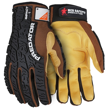 Mcr Safety Gloves, Predator Multi-Task Gold Goat D3O, M PD2907M